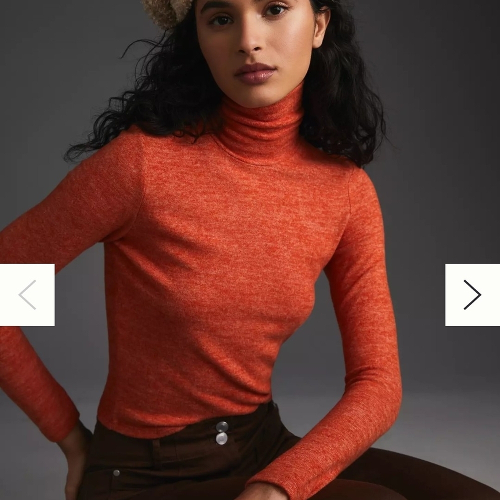 Anthropologie Vibrant Orange Turtleneck Sweater, Women's Size Small